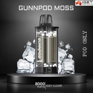 GUNNPOD MOSS – ICY CLEAR – 8000 PUFFS – POD ONLY