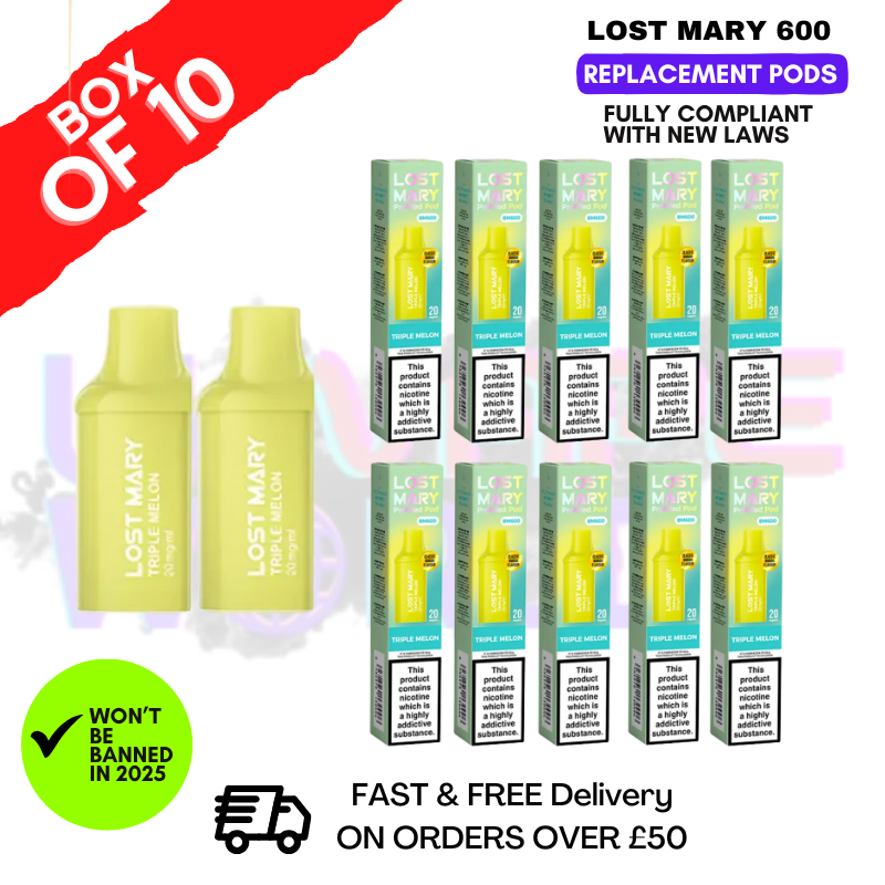 Triple Melon Lost Mary 600 Puff Replacement Pods Box Of 10
